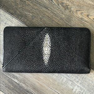 Black Stingray Leather Clutch